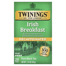 Twinings, Čistá Čierne Čaj, Irish Breakfast, Bez Kofeinu, 20 Čajových Váhy, 1.41 oz (40 g)