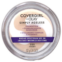 Covergirl, Olay Simpel Ageless, Foundation, SPF 28, 205 Ivoorkleur, 0.4 oz (12 g)
