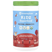 Amazing Grass, Superalimento de Niños, Proteína + Probióticos, Explosión de Fresa, 8.9 oz (255 g)