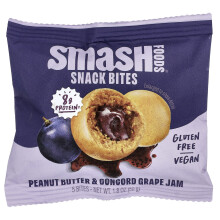 Smash Foods, Bites de Lanche, Pasta de Amendoim e Marmelada de Uva de Concordância, 5 Bites, 1.8 oz (50 g)