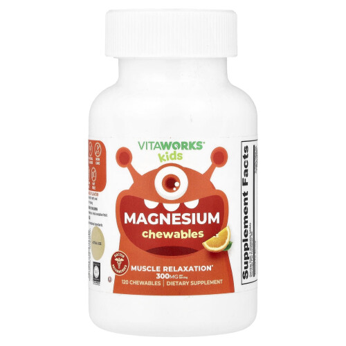 VitaWorks, Børn, Magnesium Chewingables, Orange, 120 Chewingables (150 mg per Chewingable)