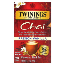 Twinings, Smaksatt Svart Te, Chai, French Vanilla, 20 Teabaggar, 1,41 oz (40 g)