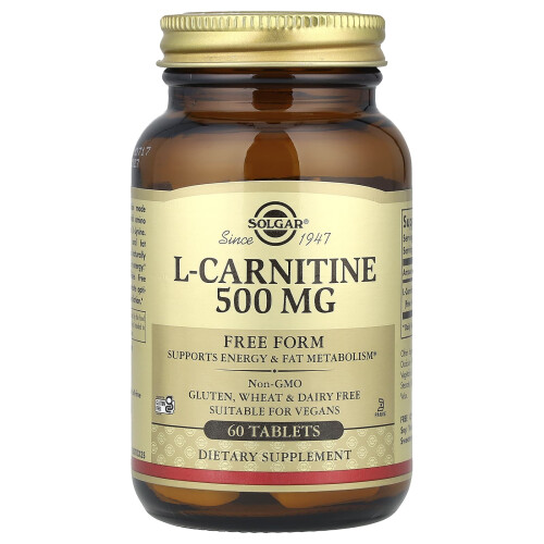 Solgar Solgar, L-Carnitina, Formula Libera, 60 Comprimati (500 mg per Comprimato)