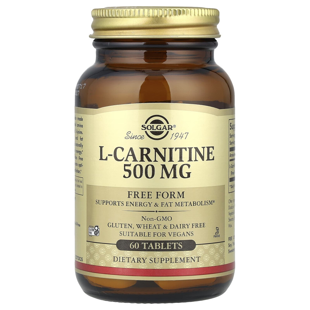 Solgar , L-Carnitine, Free Form, 60 Tablets (500 Mg Per Tablet)