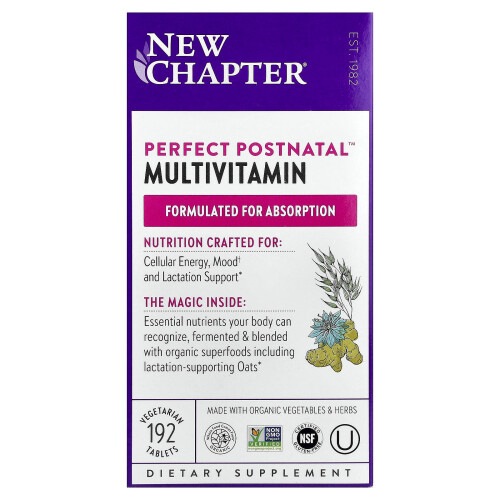 New Chapter, Perfect Postnataalinen Multivitamiini, 192 Kasvis Tabletti