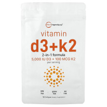 Micro Ingredients, Vitamin D3 + K2, 180 Softgels