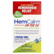 Boiron, HemCalm On The Go, Alívio de Hemorróidas, 2 Tubos Portáteis, Cerca de 80 Pellets Cada