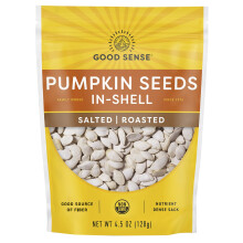 Good Sense, Kurpitsansiemenet, Sokeroidu, Paistettu, 4,5 oz (128 g)