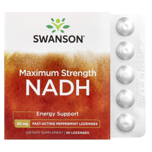 Swanson, Maximum Strength NADH, Πεπερόνι, 20 mg, 30 Lozenges