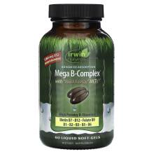 Irwin Naturals, Mega B-Complex z Energią MCT, 60 Miękkie Gel-Kapsułki
