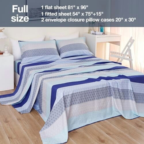 Ensemble de draps en microfibre à motif cachemire 4 pièces, taille standard 1