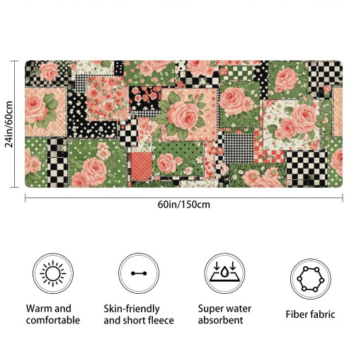 Tapete floral para banheiro, antiderrapante, em microfibra, 60 x 152 cm (24 x 60 polegadas). 2