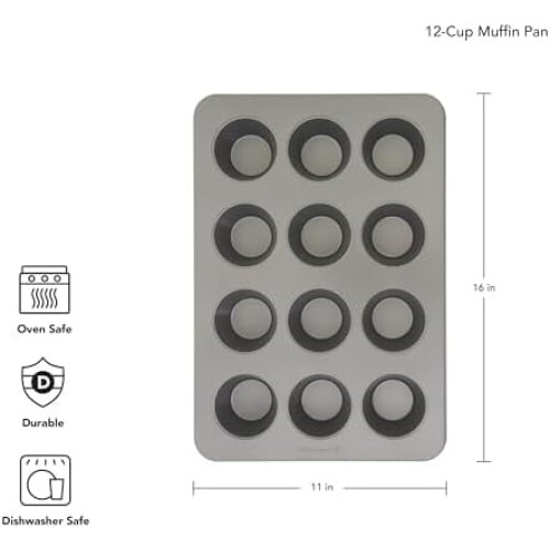 12-Cup Nonstick Aluminized Steel Muffin Pan, Contour Silver 1