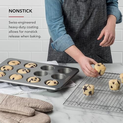 12-Cup Nonstick Aluminized Steel Muffin Pan, Contour Silver 2