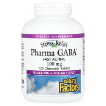 Natural Factors, Stress-RelaxÆ, Pharma GABAÆ, 100 mg, 120 Chewable Tablets