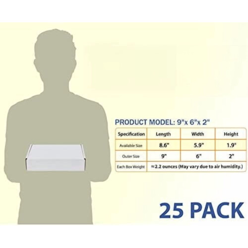 Verzenddozen 9x6x2 inch, wit, gegolfd, set van 25 1