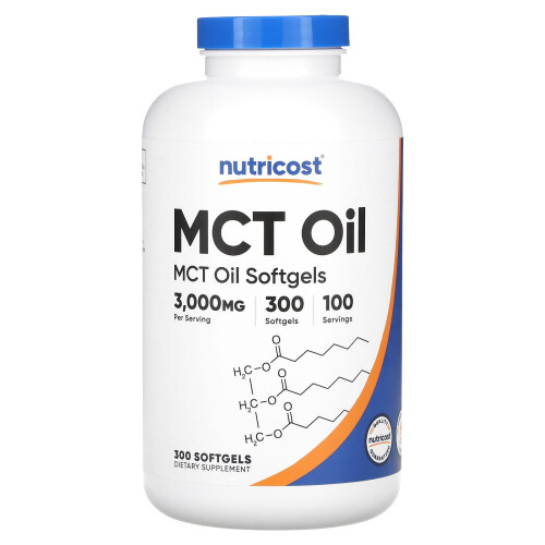 Ulei MCT, 3.000 mg, 300 Capsule Moale (1.000 mg per Capsulă)