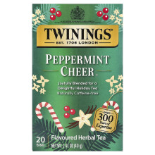 Twinings, Obohatený Čaj, Peppermint Cheer, Bez Kofeínu, 20 Čajových Vážík, 1,41 oz (40 g)
