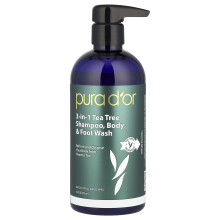 Pura D'or, 3-in-1 Theeboomshampoo, Lichaam & Voet Wash, Alle Haar Types , 16 fl oz (473 ml)