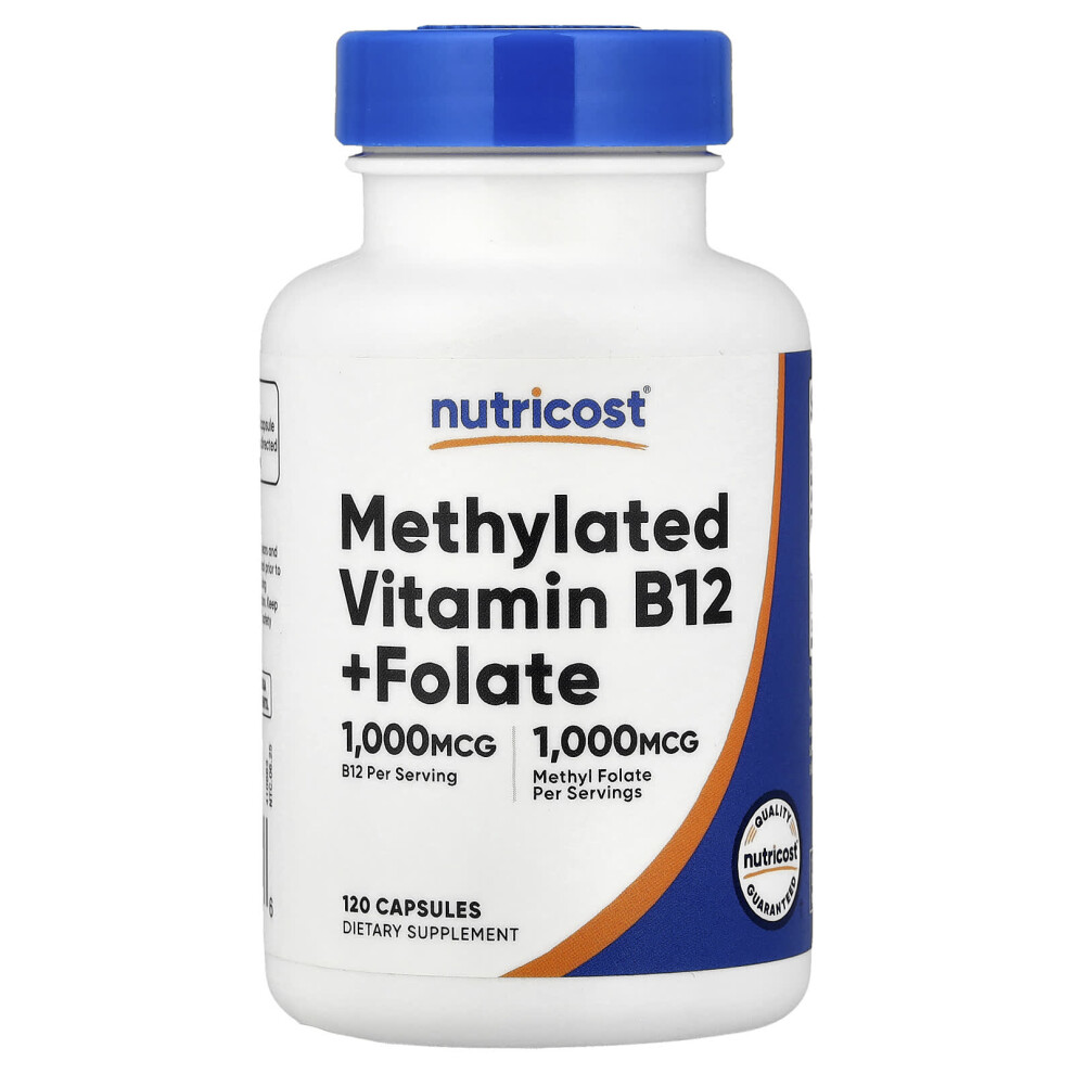 Nutricost , Methylated Vitamin B12 + Folate, 120 Capsules