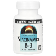 Source Naturals, Niacynamid B-3, 100 mg, 100 Tablety