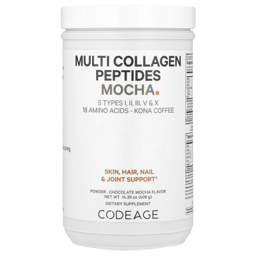 Codeage, Kona Coffee, Multi Collagen Peptides, Chocolate Mocha, 14.39 oz (408 g)