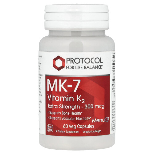 Protocol for Life Balance, MK-7 Βιταμίνη K2, Υπεράριθμη Δύναμη, 300 mcg, 60 Βιολογικά Φύλλα