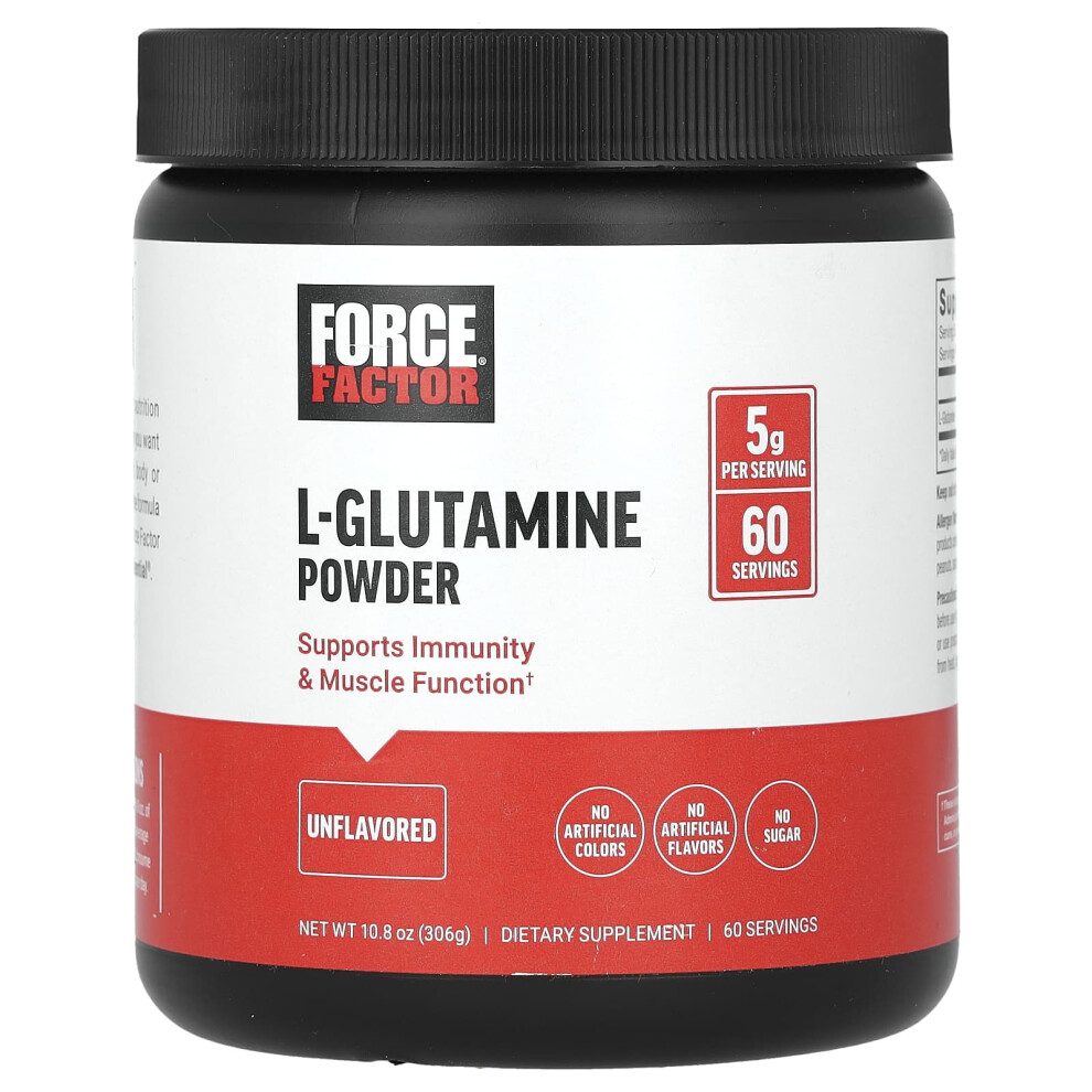 Force Factor , L-Glutamine Powder, Unflavored, 10.8 Oz (306 G)