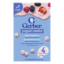 Gerber, Lanches para Bebê, Melt de Iogurte, 8+ Meses, Pacote de Variedade, 4 Pacotes, 1 oz (28 g) Cada