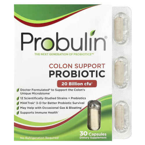 Probulin, Colon Support Probiotic, 20 Billion CFU, 30 Capsules