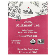 Earth Mama, Organics, Chá Orgânico Milkmaid, Erva de Funcho Fragrante, Sem Café, 16 Sacos de Chá, 1.23 oz (35 g)