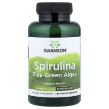 Swanson, Alga Azul-Espuela de Spirulina, 500 mg, 90 Cápsulas Vegetales