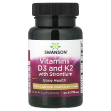 Swanson, Vitamin D3 und K2 mit Strontium, 60 Weichgelenkte Gelkapseln