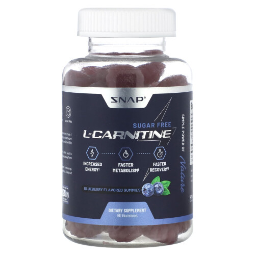 Snap Supplements, Gomas de L-Carnitina, Sem Açúcar, Morango, 60 Gomas