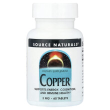 Source Naturals, Copper, 3 mg, 60 Tablets