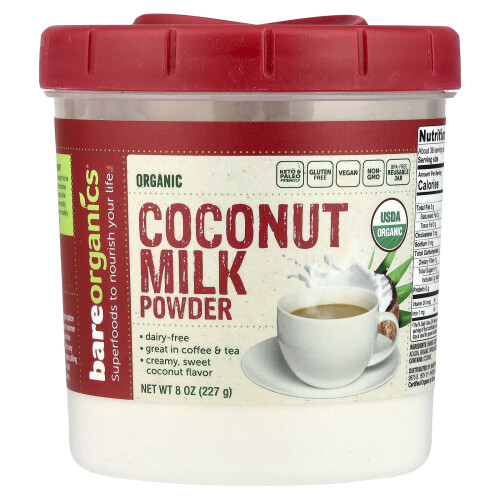 BareOrganics, Pulbere de Lapte de Coco Organic, 8 oz (227 g)