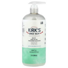 Kirk's, 3-in-1 Hoofd Tot Teen Verzorgende Reiniger, Pepermunt & Eucalyptus, 32 fl oz (946 ml)