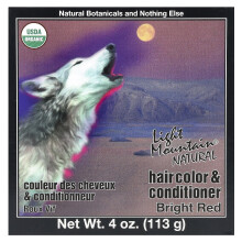 Light Mountain, Naturlig Hårfärg & Konditionerare, Bright Red, 4 oz (113 g)