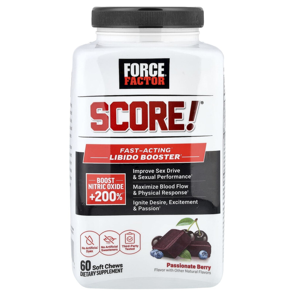 Force Factor , Score!, Fast-Acting Libido Booster, Passionate Berry, 60 Soft Chews