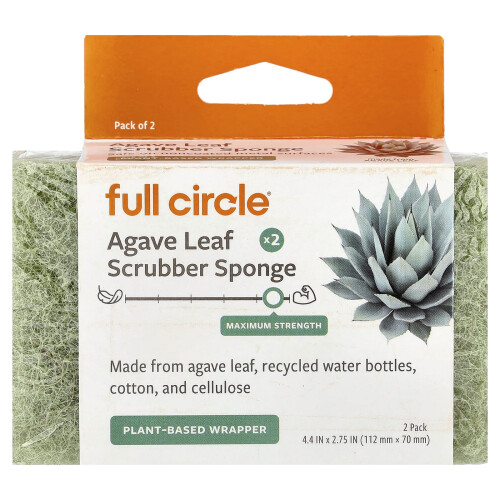 Full Circle, Agavblad Scrubber Sponge, 2 stycken