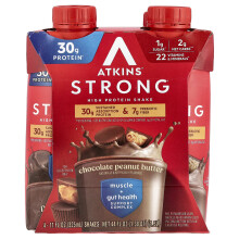 Atkins, Shake de Proteínas Fuerte, Chocolate y Mantequilla de Maní, 4 Shakes, 11 fl oz (325 ml) Cada uno