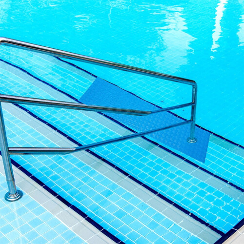 Protector de suelo para piscina elevada, color azul. 2