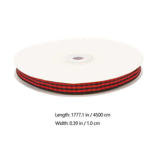 Fita de Natal xadrez búfalo vermelha/preta com arame para embrulho de presentes e artesanato - 45 m (1771,65 x 0,39 x 0,04 polegadas) 2