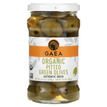 Gaea, Organic Pitted Green Olives, 10,2 oz (290 g)