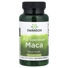 Swanson, Maca de Espectro Completo, 500 mg, 100 Cápsulas