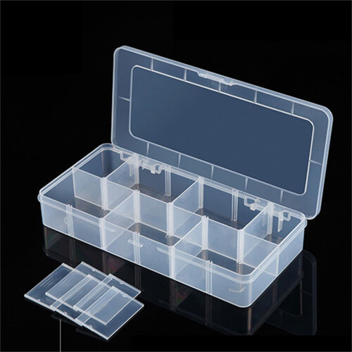 Boîte de rangement transparente à 12 compartiments avec séparateurs amovibles 1
