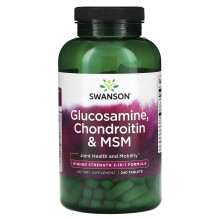 Swanson, Glukozamina, Chondroityna i MSM, 240 Tabletek