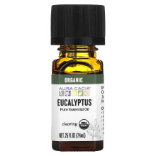 Aura Cacia, Pure Essentiële Olie, Biologische Eucalyptus, 0.25 fl oz (7.4 ml)