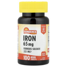 Sundance Vitamins, Ijzer, 65 mg, 100 Gecoatste Tablets