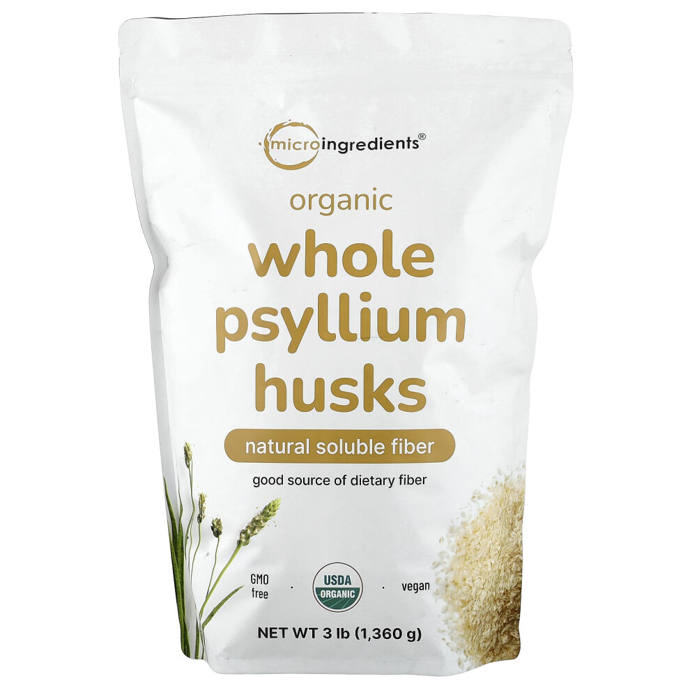 Micro Ingredients , Organic Whole Psyllium Husks, 3 Lb (1,360 G)